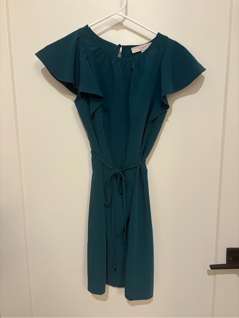 LOFT Green Tie-Waist Midi Dress